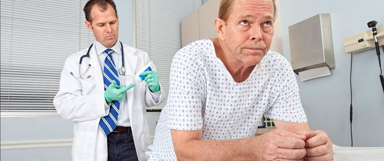 A man with prostatitis on a doctor's procedure